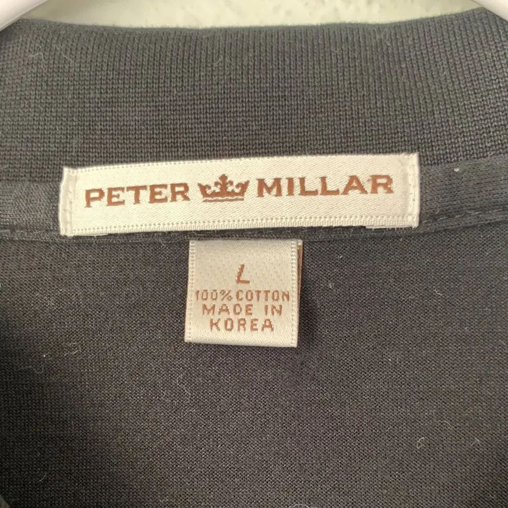 Peter Millar Men’s Black Cotton Long Sleeve Polo Shirt Size L - Picture 5 of 6
